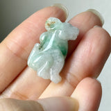 A-Grade White Green Jadeite Dog Pendant No. 172934