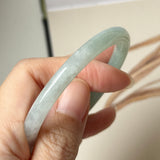 53mm A-Grade Natural Light Green Jadeite Traditional Round Bangle No.152050