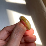 19.1mm A-Grade Brownish Yellow White Jadeite Ring Band No. 161656