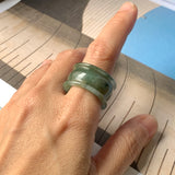 19.3mm A-Grade Natural Bluish Green Jadeite Archer Ring Band No.161607