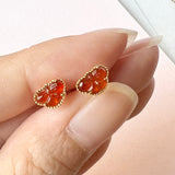 Icy A-Grade Natural Red Jadeite Ribbon Stud Earring No.180653