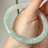 53mm A-Grade Natural Light Green Jadeite Traditional Round Bangle No.152050