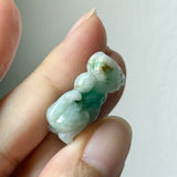 A-Grade White Green Jadeite Dog Pendant No. 172934
