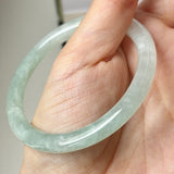 53mm A-Grade Natural Light Green Jadeite Traditional Round Bangle No.152050