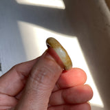 19.1mm A-Grade Brownish Yellow White Jadeite Ring Band No. 161656