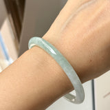 53mm A-Grade Natural Light Green Jadeite Traditional Round Bangle No.152050