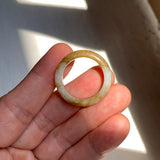 19.1mm A-Grade Brownish Yellow White Jadeite Ring Band No. 161656