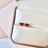 Icy A-Grade Natural Red Jadeite Ribbon Stud Earring No.180653