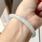 53mm A-Grade Natural Light Green Jadeite Traditional Round Bangle No.152050