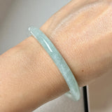 53mm A-Grade Natural Light Green Jadeite Traditional Round Bangle No.152050