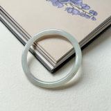 57.2mm A-Grade Natural Lavender Green Jadeite Traditional Round Slim Cut Bangle No.152075