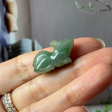 A-Grade Dark Green Jadeite Rat Pendant No. 172935