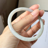 57.2mm A-Grade Natural Lavender Green Jadeite Traditional Round Slim Cut Bangle No.152075
