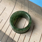 19.3mm A-Grade Natural Dark Green Jadeite Archer Ring Band No.161587