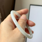 57.2mm A-Grade Natural Lavender Green Jadeite Traditional Round Slim Cut Bangle No.152075