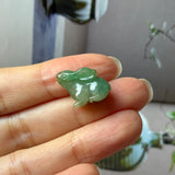 A-Grade Dark Green Jadeite Rabbit Pendant No. 172936