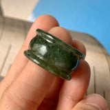 19.3mm A-Grade Natural Dark Green Jadeite Archer Ring Band No.161587