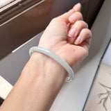 57.2mm A-Grade Natural Lavender Green Jadeite Traditional Round Slim Cut Bangle No.152075