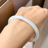 57.2mm A-Grade Natural Lavender Green Jadeite Traditional Round Slim Cut Bangle No.152075