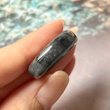18.1mm A-Grade Natural Black Jadeite Ring Band No.162374