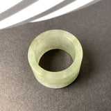 19.4mm A-Grade Natural Light Yellowish Green Jadeite Archer Ring Band No.161591