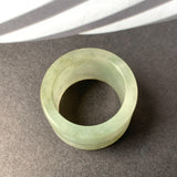 19.4mm A-Grade Natural Light Yellowish Green Jadeite Archer Ring Band No.161591