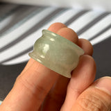 19.4mm A-Grade Natural Light Yellowish Green Jadeite Archer Ring Band No.161591