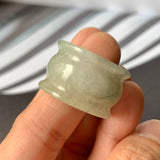 19.4mm A-Grade Natural Light Yellowish Green Jadeite Archer Ring Band No.161591