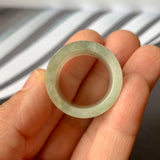 19.4mm A-Grade Natural Light Yellowish Green Jadeite Archer Ring Band No.161591