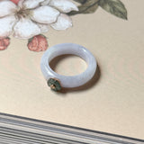18.2mm A-Grade Natural Lavender Jadeite Joseon Dynasty Ring (Cherry Blossom) No.162478
