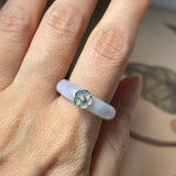 18.2mm A-Grade Natural Lavender Jadeite Joseon Dynasty Ring (Cherry Blossom) No.162478