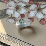 16.9mm A-Grade Natural Jadeite Joseon Dynasty Ring (Cherry Blossom) No.162479