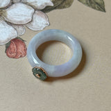 16.9mm A-Grade Natural Jadeite Joseon Dynasty Ring (Cherry Blossom) No.162479