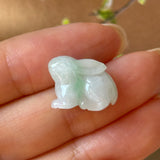A-Grade Moss On Snow Jadeite Rabbit Pendant No. 172938
