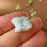 A-Grade Moss On Snow Jadeite Rabbit Pendant No. 172938