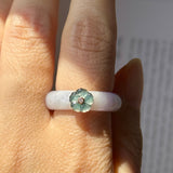 16.9mm A-Grade Natural Jadeite Joseon Dynasty Ring (Cherry Blossom) No.162479