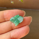 A-Grade Floral Imperial Green Jadeite Rabbit Pendant No. 172939