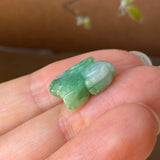 A-Grade Floral Imperial Green Jadeite Rabbit Pendant No. 172939