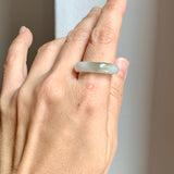 19.2mm A-Grade White Yellowish Green Jadeite Ring Band No. 161576