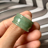 19.3mm A-Grade Natural Bluish Green Jadeite Archer Ring Band No.161604