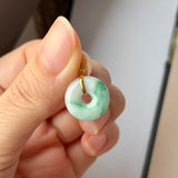 A-Grade Natural Moss On Snow Jadeite Ancient Coin Donut Pendant No.172634