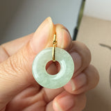 A-Grade Natural Light Green Jadeite Ancient Coin Donut Pendant No.172635
