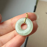 A-Grade Natural Light Green Jadeite Ancient Coin Donut Pendant No.172635