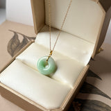 A-Grade Natural Moss On Snow Jadeite Ancient Coin Donut Pendant No.172636