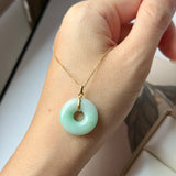 A-Grade Natural Moss On Snow Jadeite Ancient Coin Donut Pendant No.172636