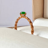 Custom Bespoke A-Grade Natural Green/Lavender Cat Paw Cabochon Jadeite Ring No. 162623/24