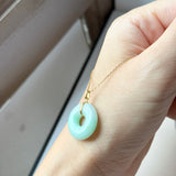 A-Grade Natural Moss On Snow Jadeite Ancient Coin Donut Pendant No.172636