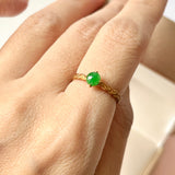 Custom Bespoke A-Grade Natural Green/Lavender Cat Paw Cabochon Jadeite Ring No. 162623/24