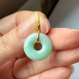 A-Grade Natural Moss On Snow Jadeite Ancient Coin Donut Pendant No.172636