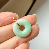 A-Grade Natural Moss On Snow Jadeite Ancient Coin Donut Pendant No.172636